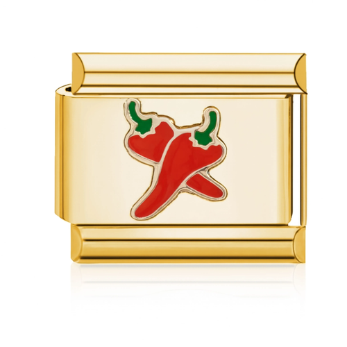 Red Chili Peppers Italian Charm Gold