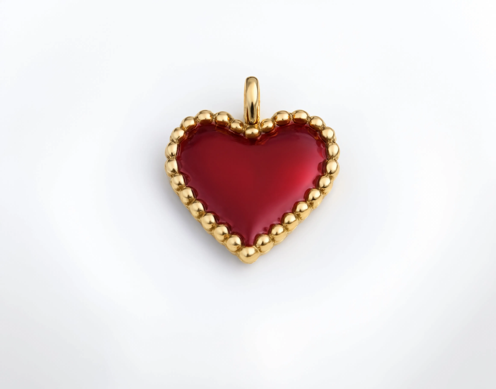 Red Enamel Heart Charm Gold
