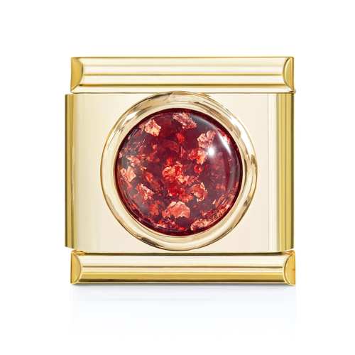 Red Foil Dome Gold Italian Charm