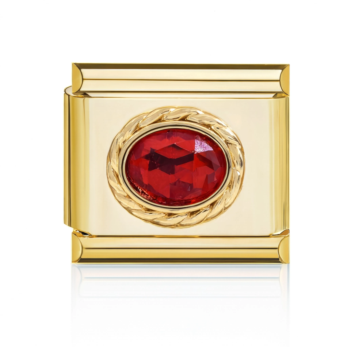 Red Oval Gem Charm Gold HD