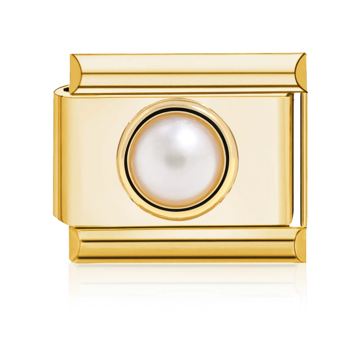 Round Pearl Italian Charm Gold