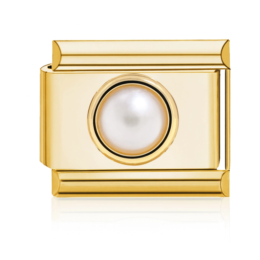 Round Pearl Italian Charm Gold