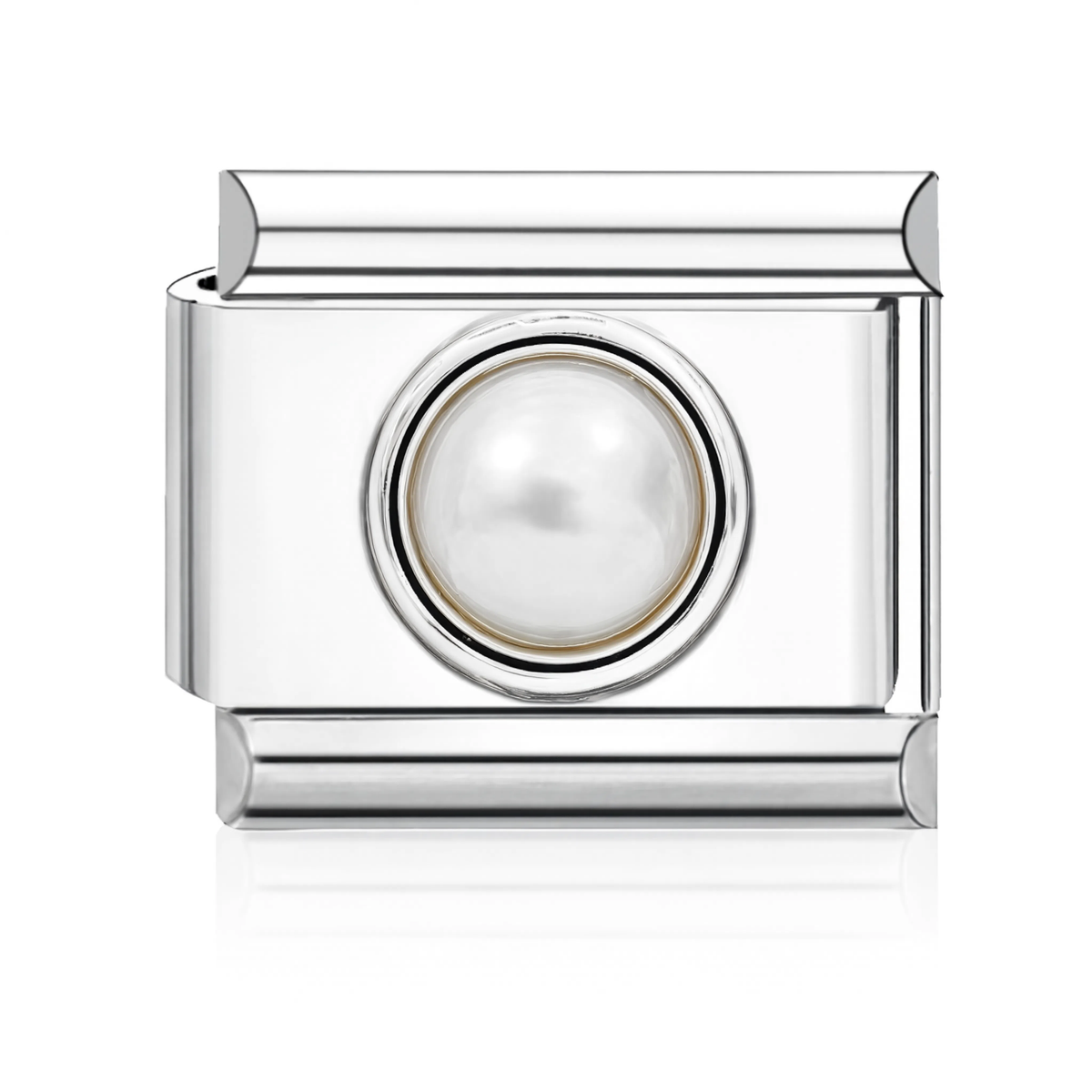 Round Pearl Italian Charm Silver