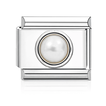 Round Pearl Italian Charm Silver