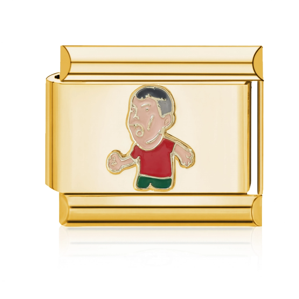 Running Player Red Shirt Italian Charm - Gold