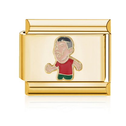 Running Player Red Shirt Italian Charm - Gold