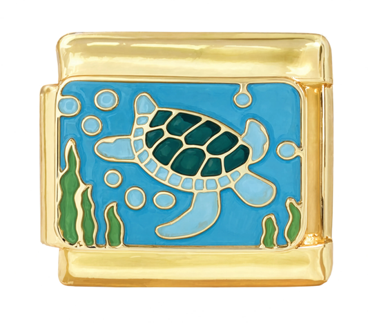 Sea Turtle Italian Charm - Gold