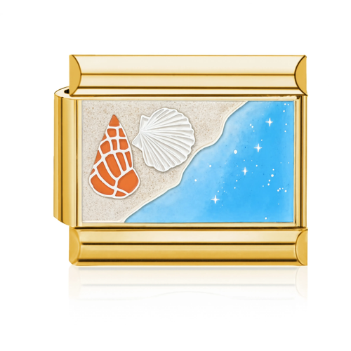 Seashells on Beach Italian Charm - Gold