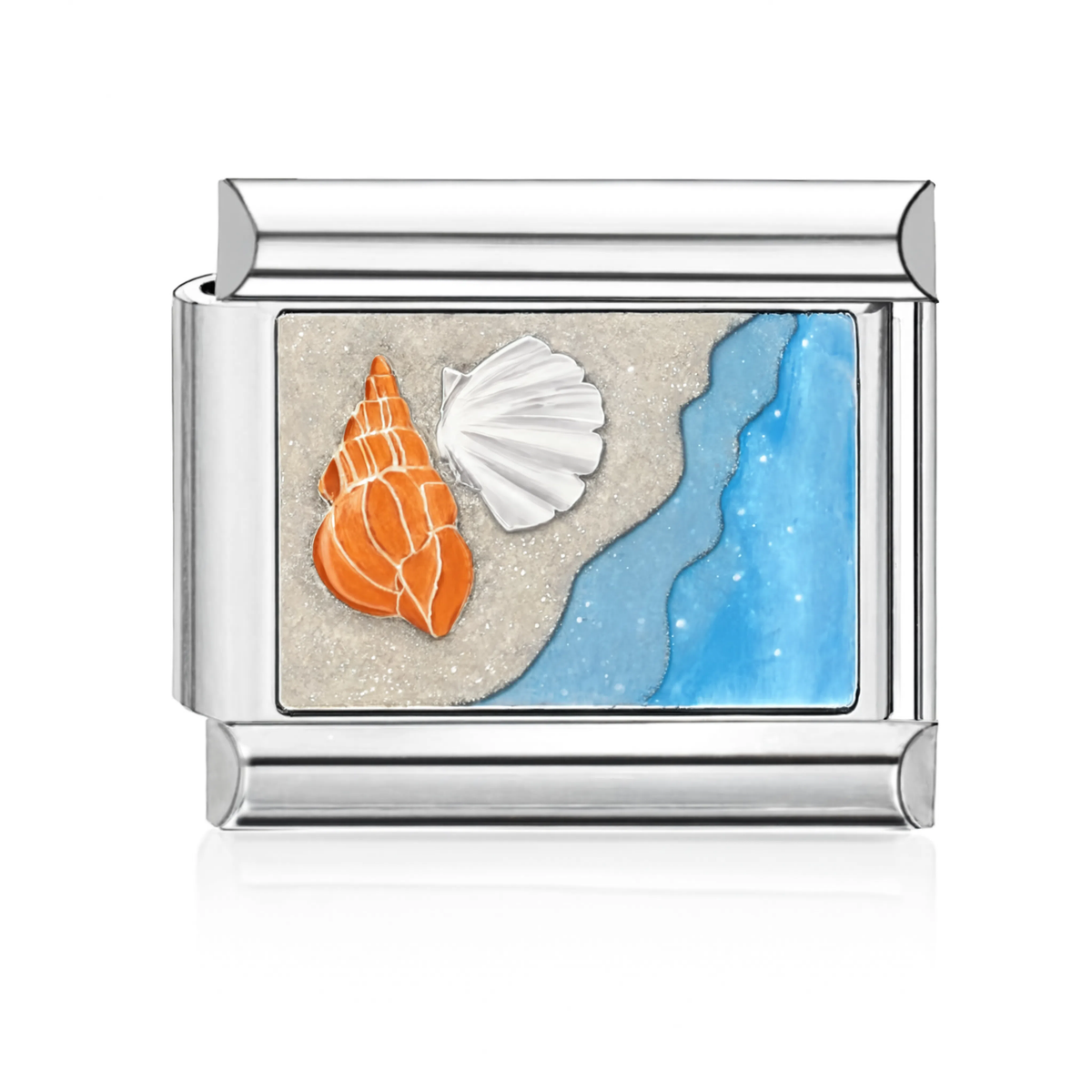 Seashells on Beach Italian Charm - Silver