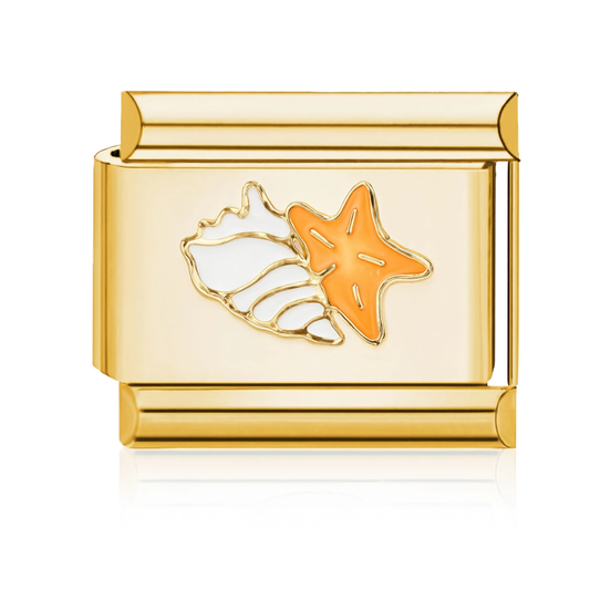 Shell and Starfish Italian Charm - Gold