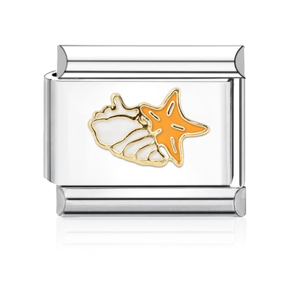 Shell and Starfish Italian Charm - Silver