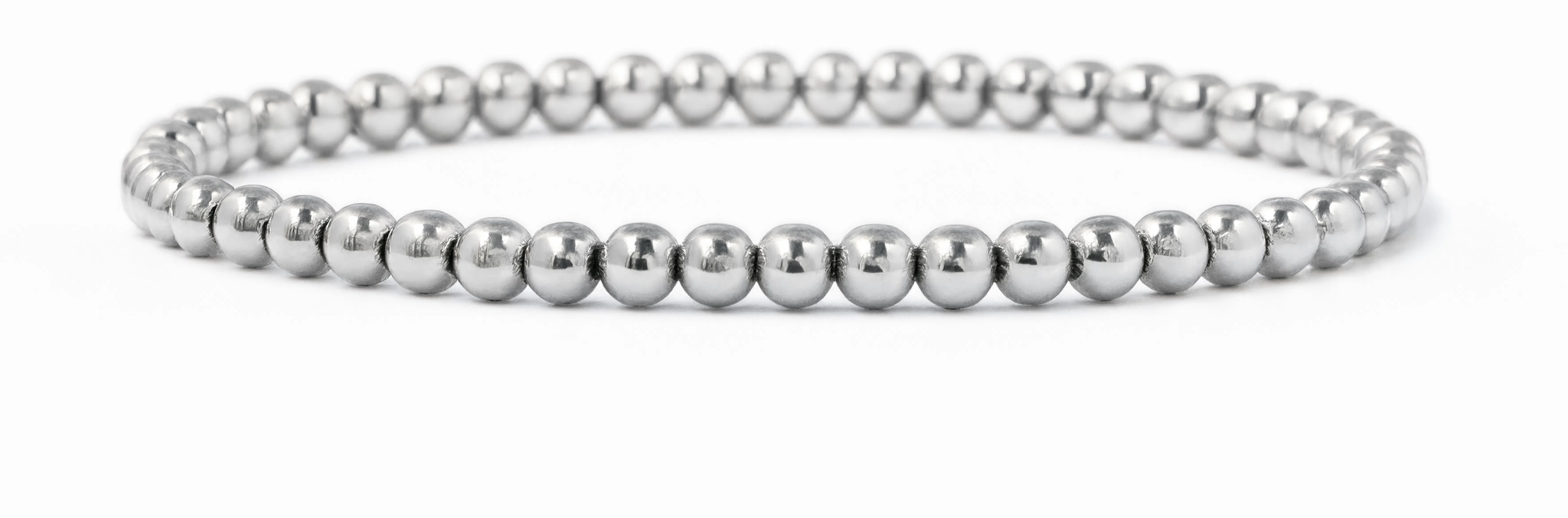 Silver Bead Charm Bracelet - Silver