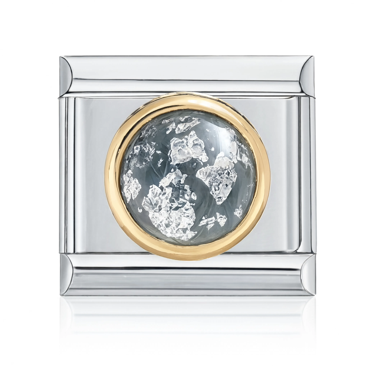 Silver Foil Clear Dome Italian Charm