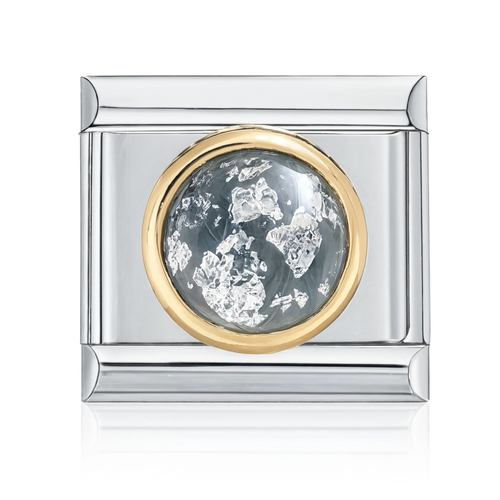 Silver Foil Clear Dome Italian Charm