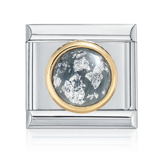 Silver Foil Clear Dome Italian Charm