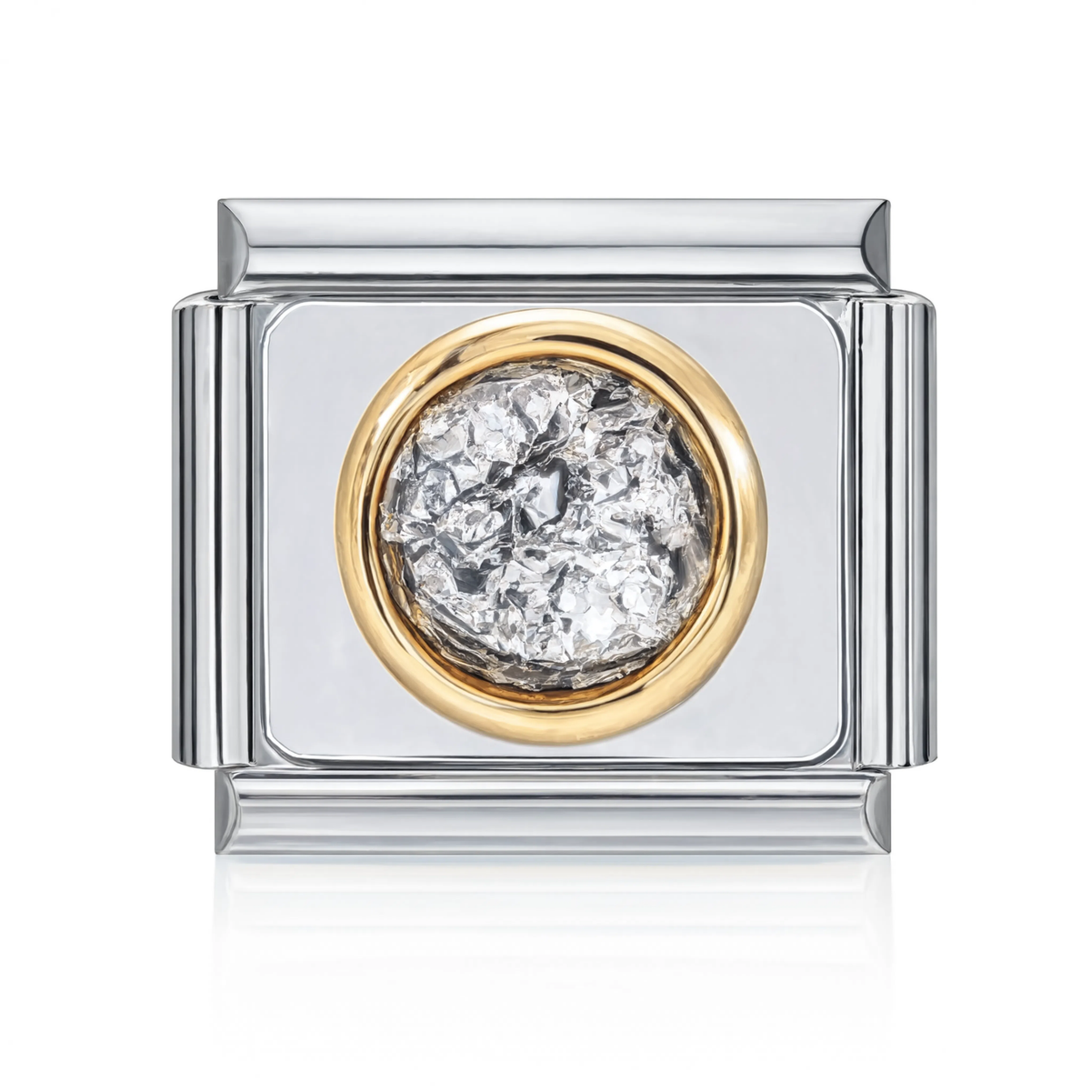 Silver Foil Dome Italian Charm