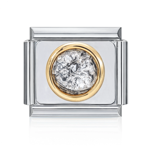 Silver Foil Dome Italian Charm