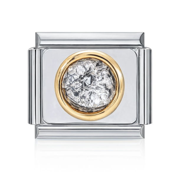 Silver Foil Dome Italian Charm