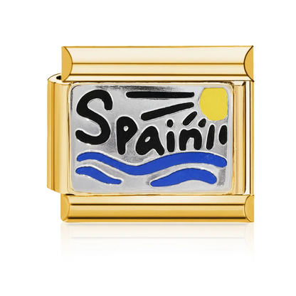 Spain Sunset Italian Charm Gold
