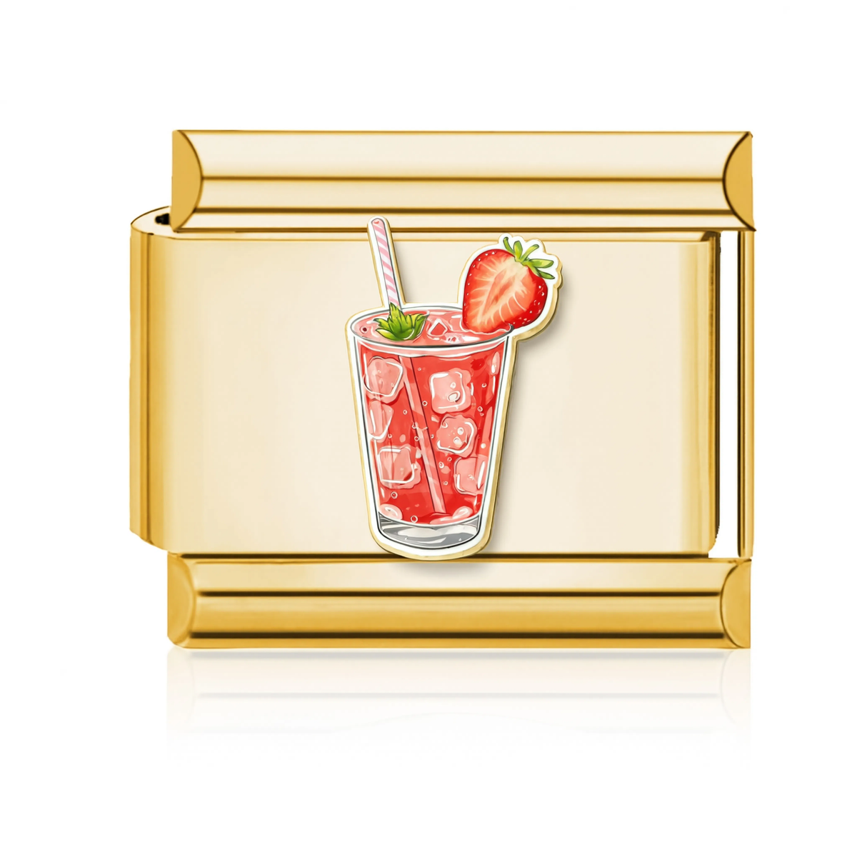 Strawberry Drink Italian Charm - Gold
