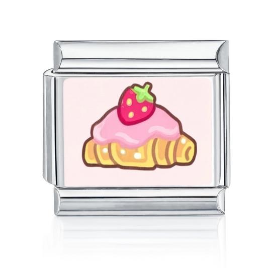 Strawberry Pastry Silver Italian Charm