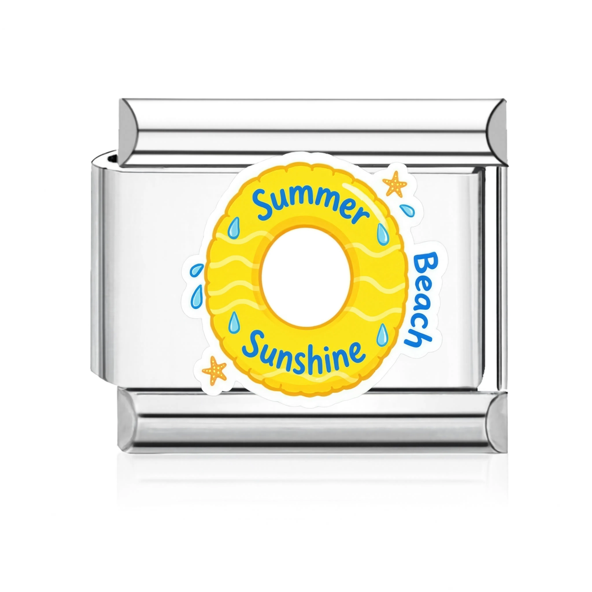 Summer Beach Sunshine Ring Italian Charm - Silver