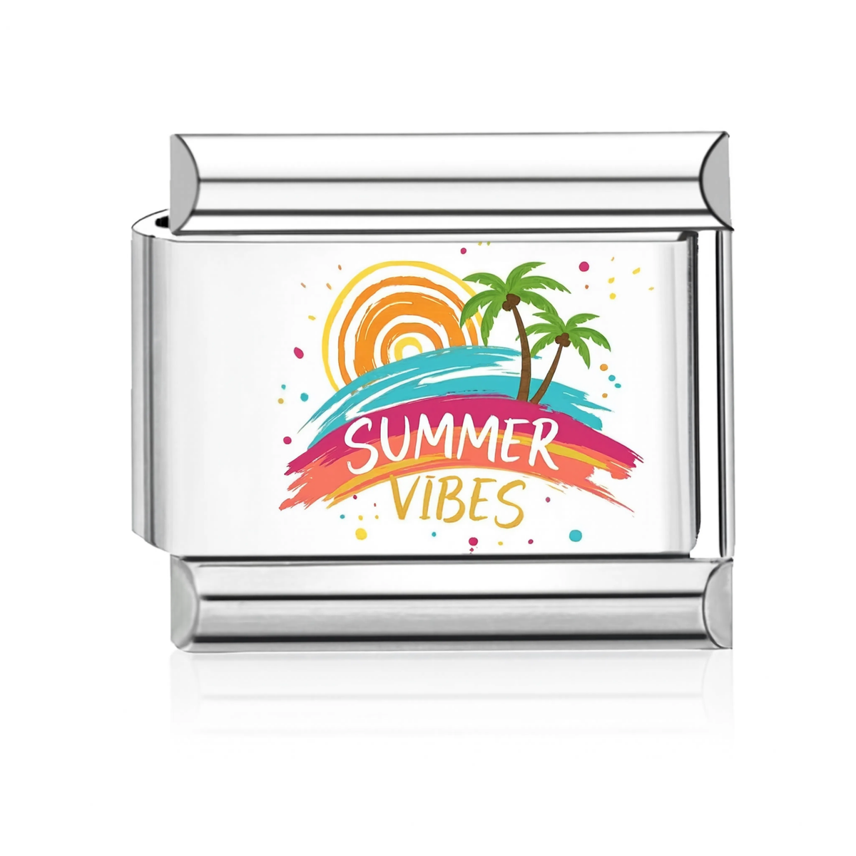 Summer Vibes Island Italian Charm - Silver