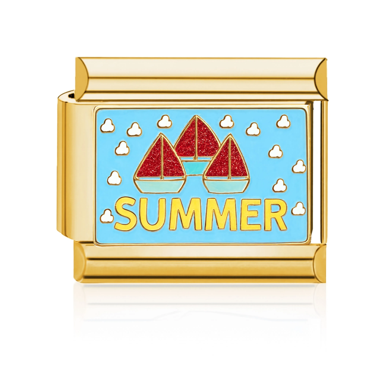 Summer Sailboats Italian Charm - Gold