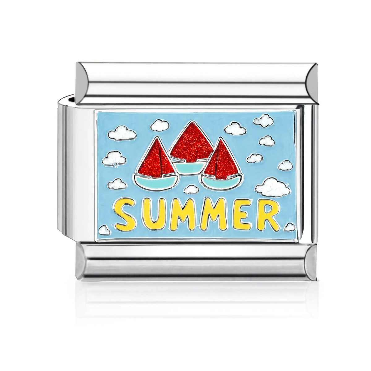 Summer Sailboats Italian Charm - Silver