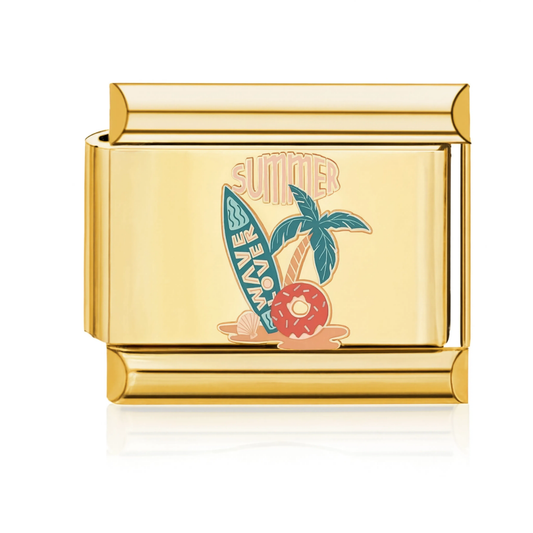 Summer Surfboard Palm Italian Charm Gold
