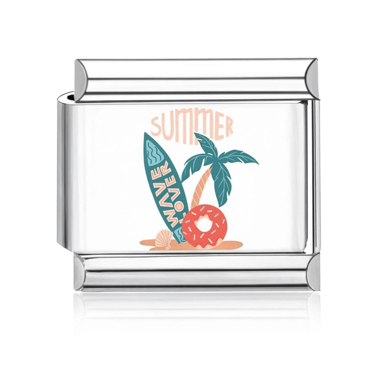 Summer Surfboard Palm Italian Charm Silver