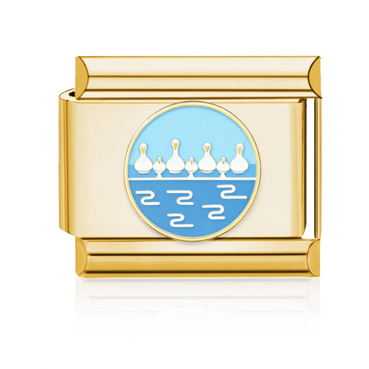 Swans on Lake Italian Charm - Gold