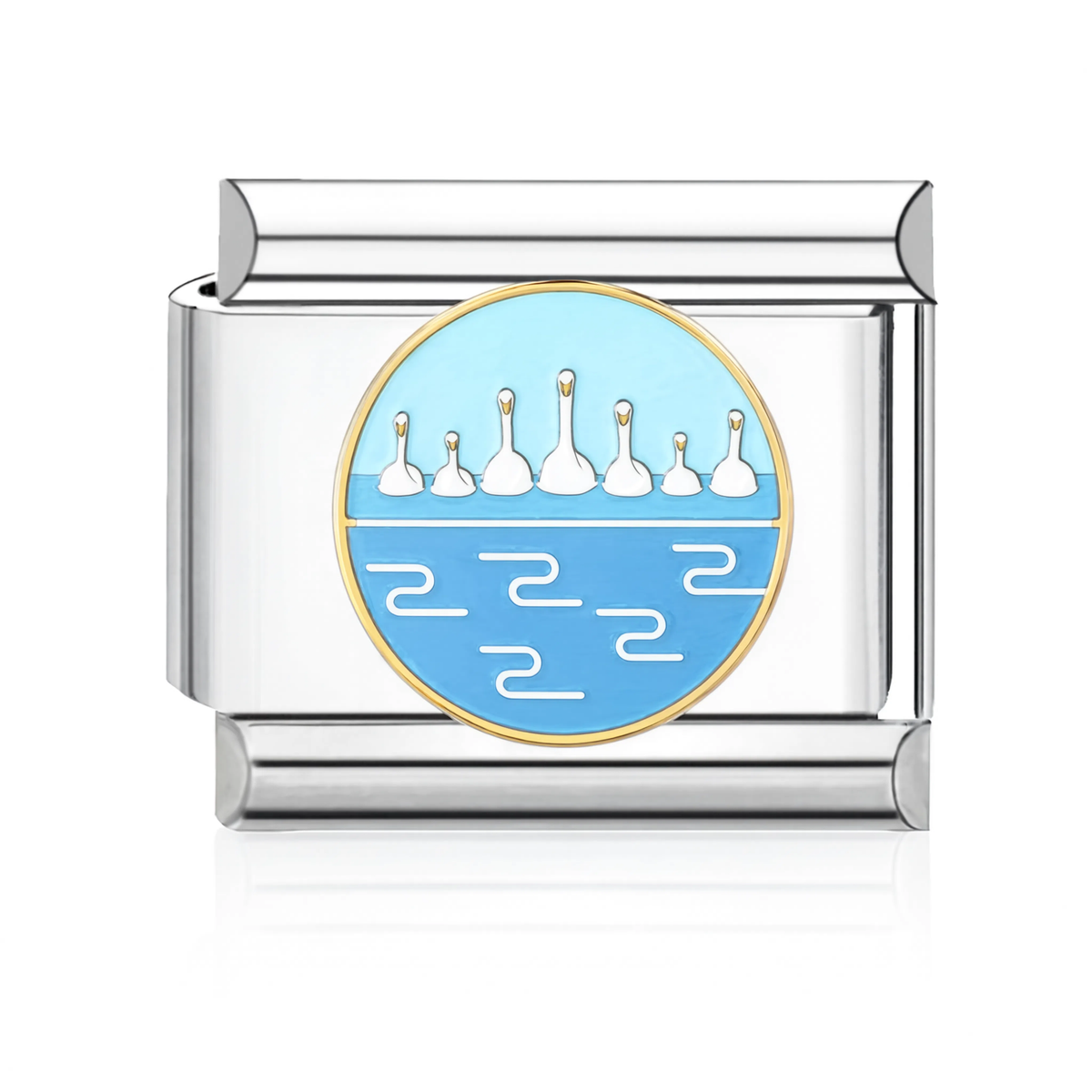 Swans on Lake Italian Charm - Silver