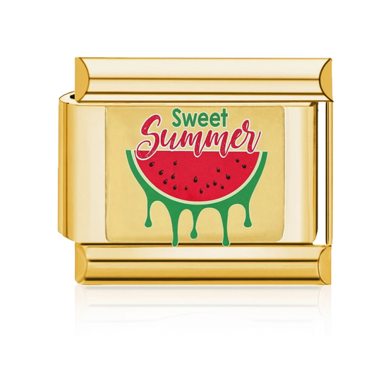 Sweet Summer Watermelon Italian Charm - Gold