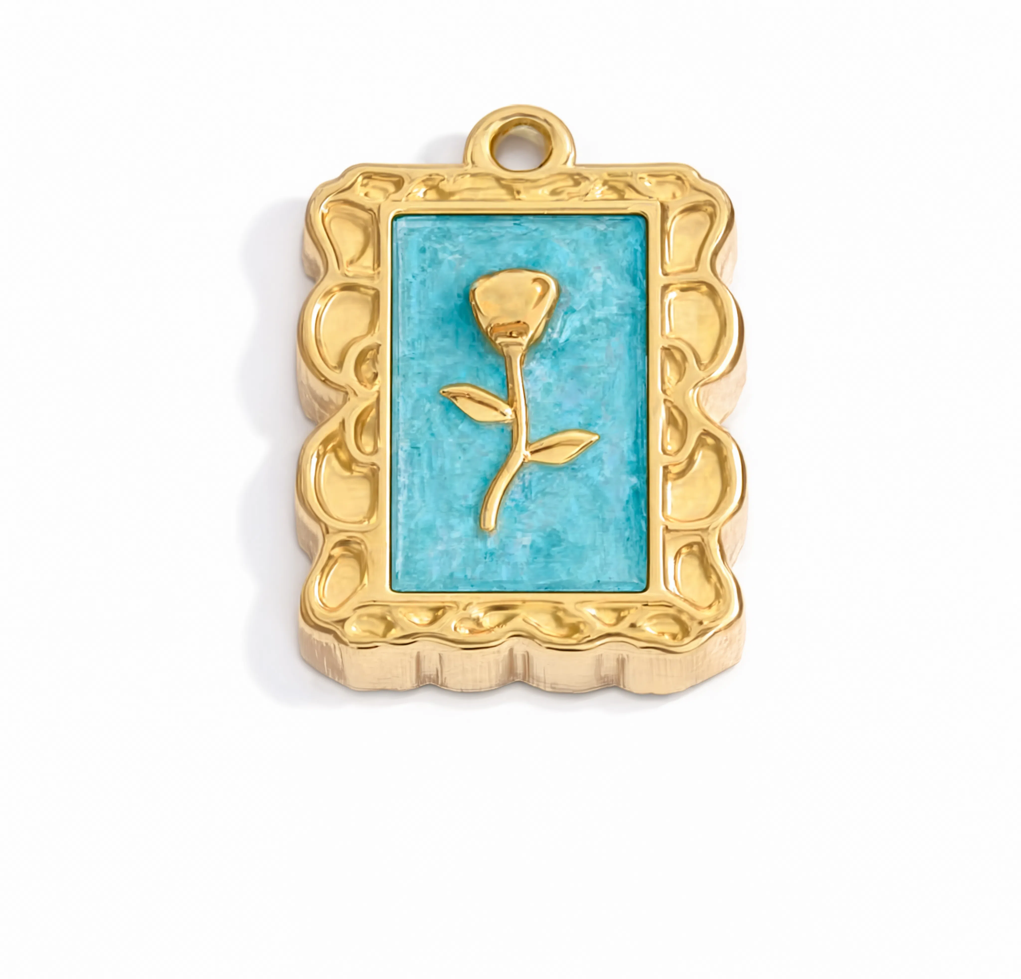 Turquoise Framed Charm Gold