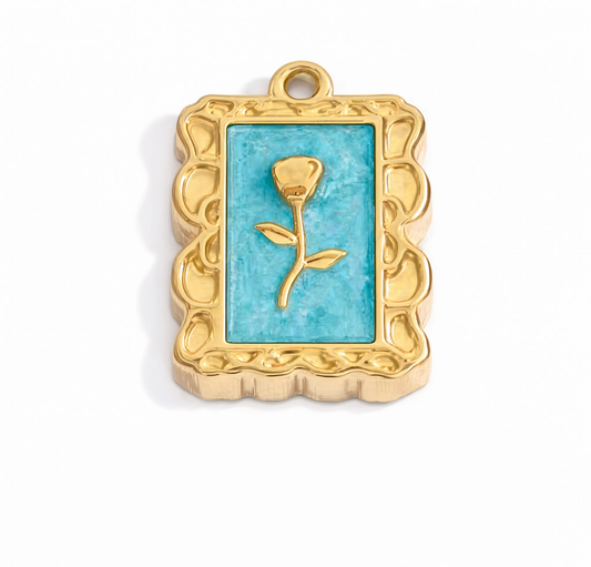 Turquoise Framed Charm Gold