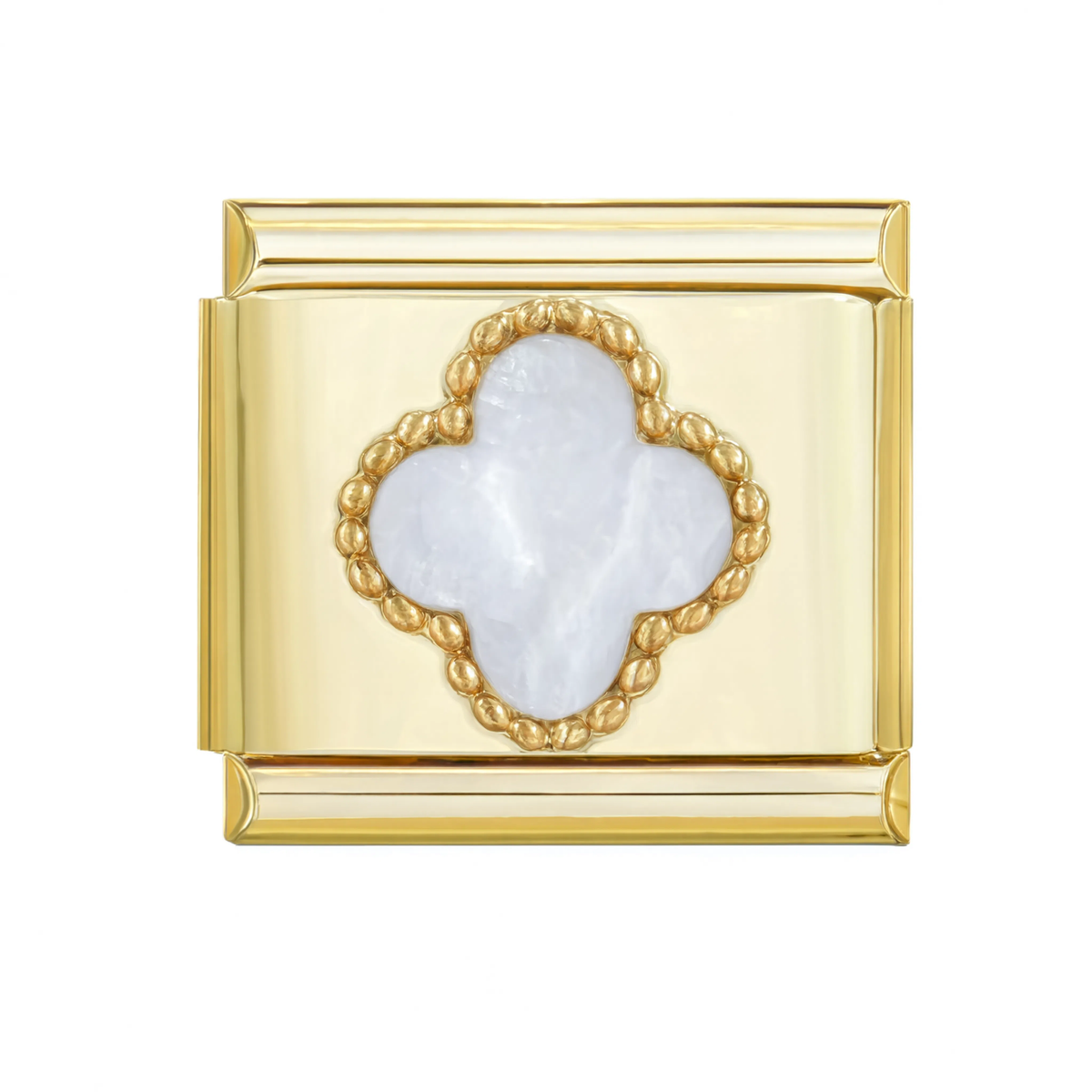 Two-Tone White Clover Gold Italian Charm