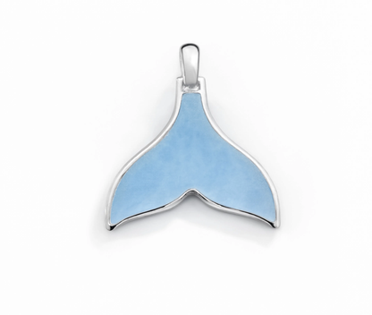 Whale Tail Blue Charm Silver