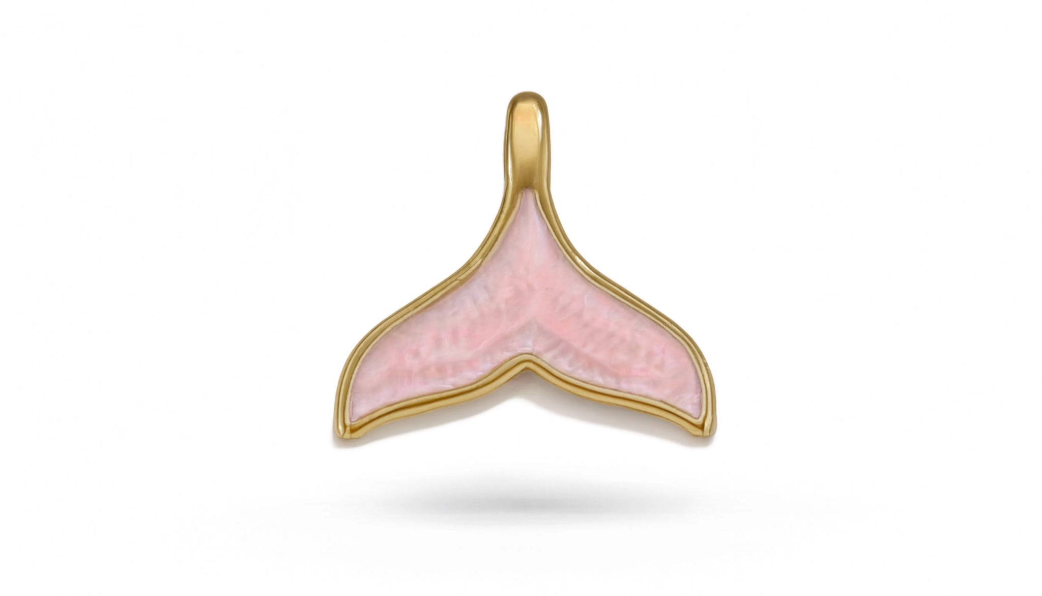 Whale Tail Pink Charm Gold