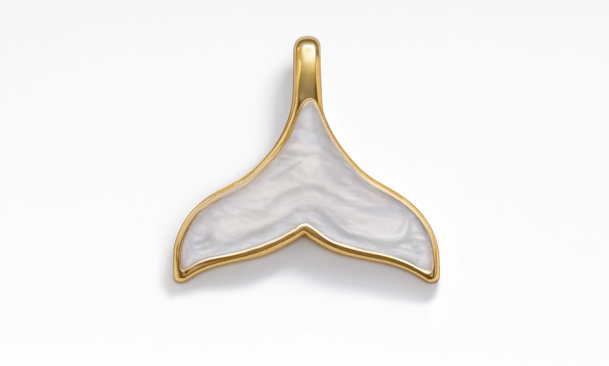 Whale Tail White Charm Gold