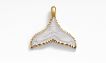 Whale Tail White Charm Gold