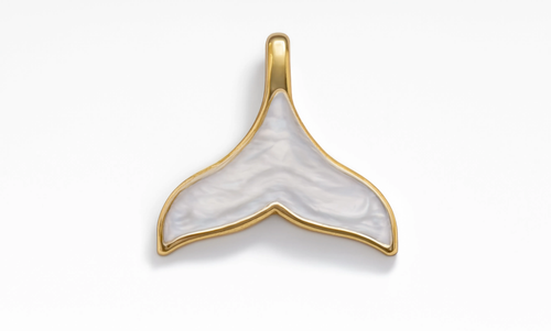 Whale Tail White Charm Gold
