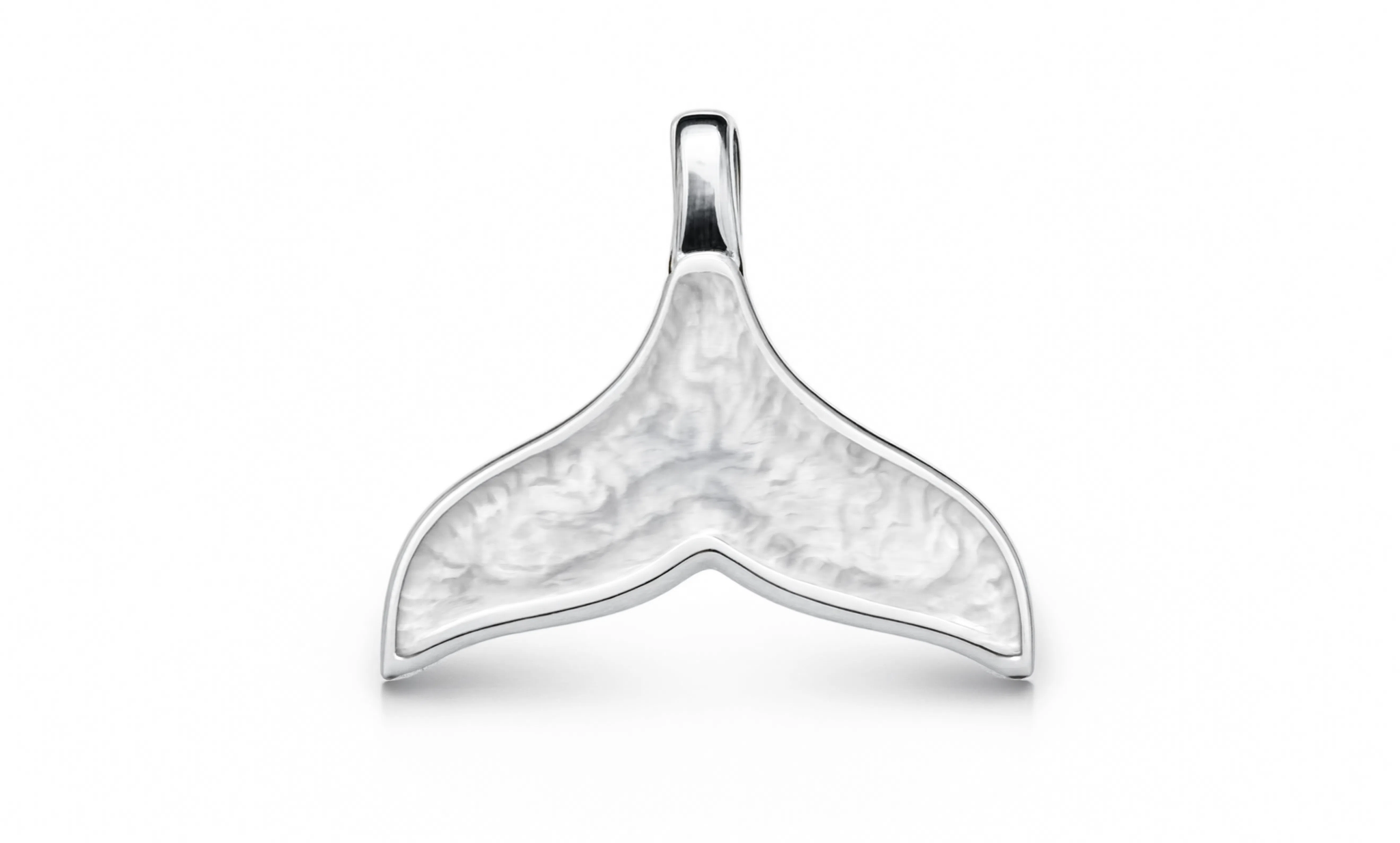 Whale Tail White Charm Silver