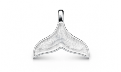 Whale Tail White Charm Silver
