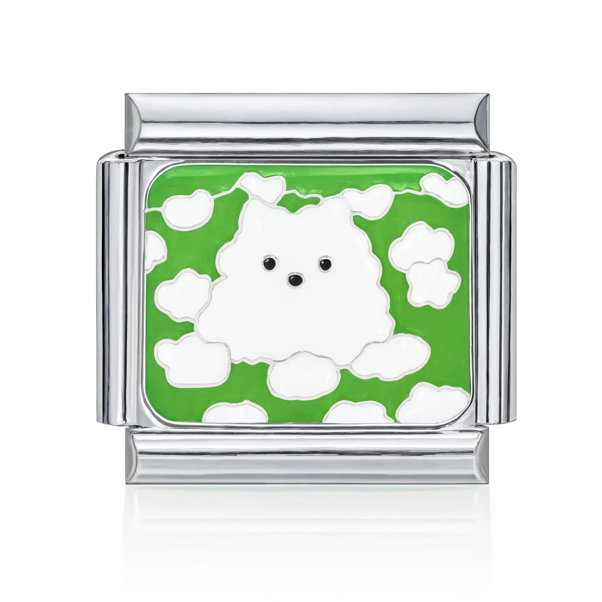 White Dog on Green Italian Charm