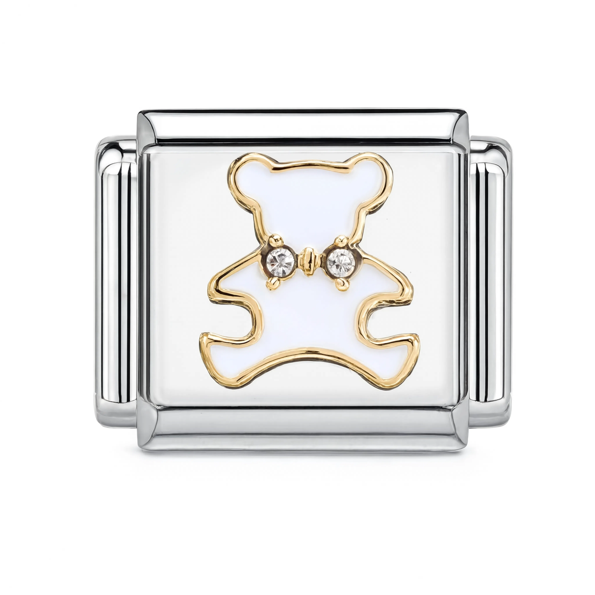 White Teddy Bear Silver Charm HD