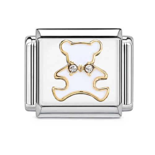 White Teddy Bear Silver Charm HD