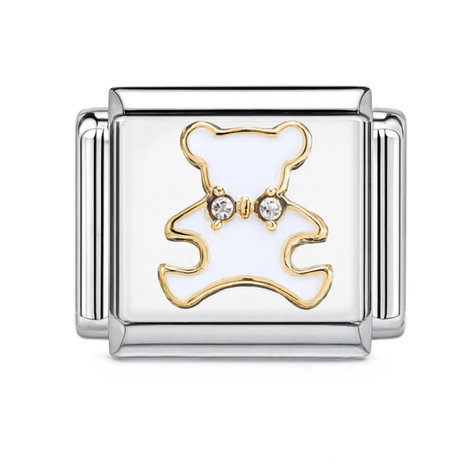 White Teddy Bear Silver Charm HD