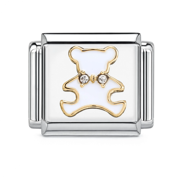 White Teddy Bear Silver Charm HD