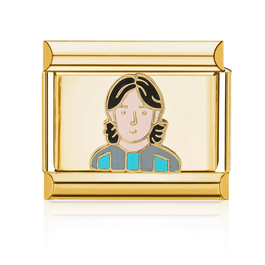 Woman Blue Top Italian Charm - Gold